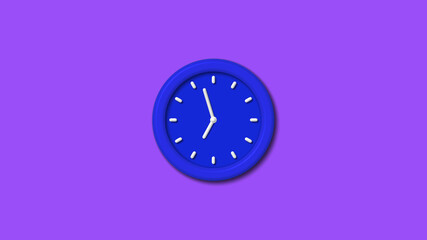 Amazing bue color 3d wall clock icon on purple background,clock,wall clock image