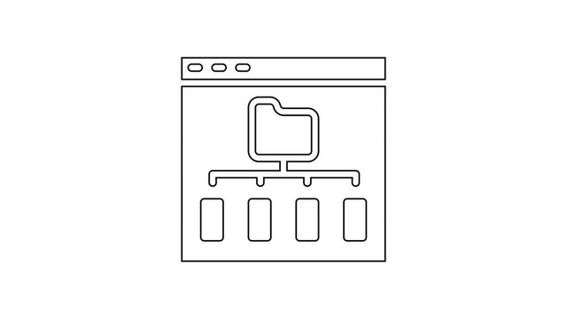Black line Browser files icon isolated on white background. 4K Video motion graphic animation.
