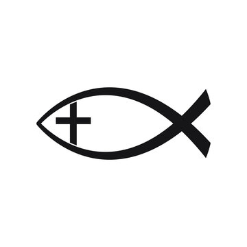 Jesus Fish icon, Christian Ichthys Fish symbol 