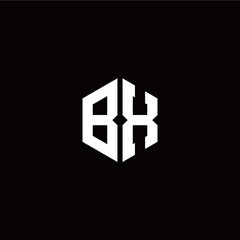 Initial B X letter with polygon modern style logo template vector