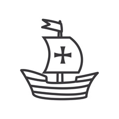 Columbus ship line style icon vector design