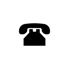 Phone Icon in black flat glyph, filled style isolated on white background