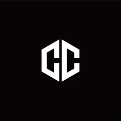 Initial C C letter with polygon modern style logo template vector