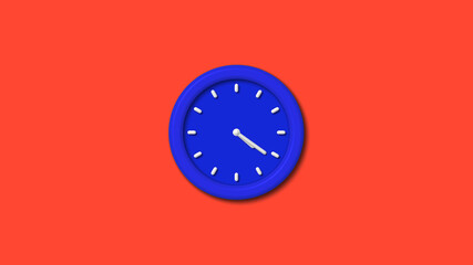 12 hours counting down 3d wall clock icon on red background,blue clock
