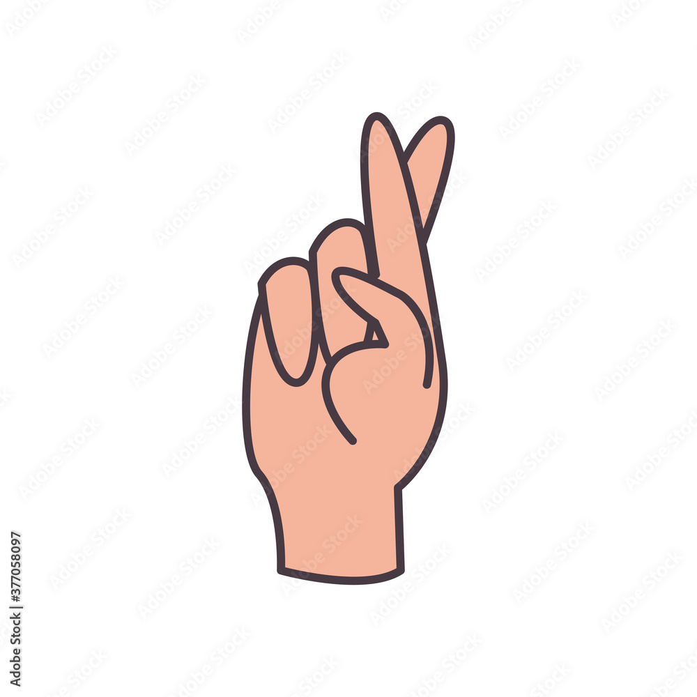 Poster r hand sign language line and fill style icon vector design