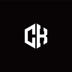Initial C K letter with polygon modern style logo template vector