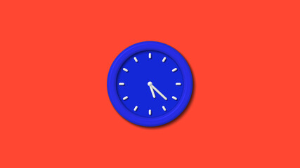 12 hours counting down 3d wall clock icon on red background,blue clock