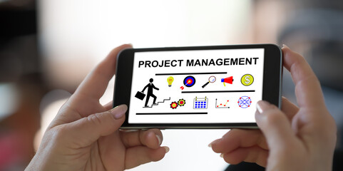 Project management concept on a smartphone