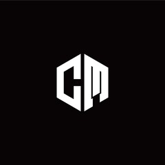 Initial C M letter with polygon modern style logo template vector