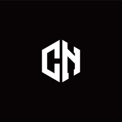 Initial C N letter with polygon modern style logo template vector