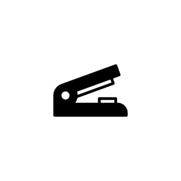 recommend clip art: Staple Icon in black flat glyph, filled style isolated on white background