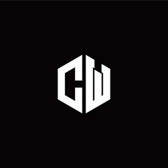 Initial C W letter with polygon modern style logo template vector