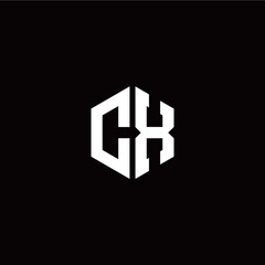Initial C X letter with polygon modern style logo template vector