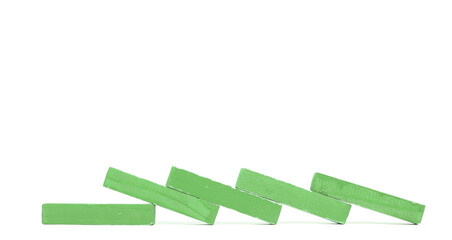 Vintage green building blocks isolated on white