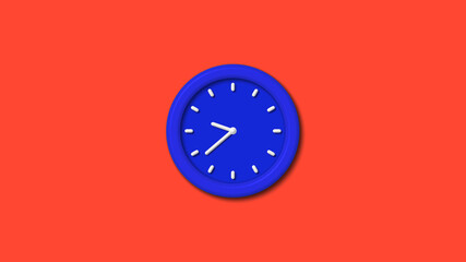 12 hours counting down 3d wall clock icon on red background,blue clock