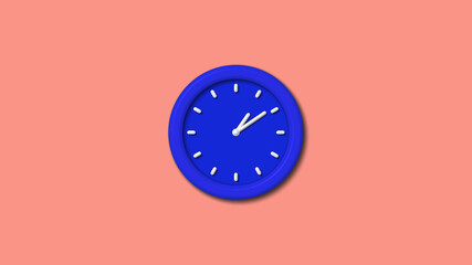 Blue color 3d wall clock on red light background,clock image