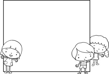 vector cartoon boys and girls background