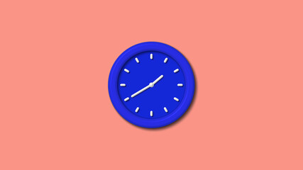 Blue color 3d wall clock on red light background,clock image