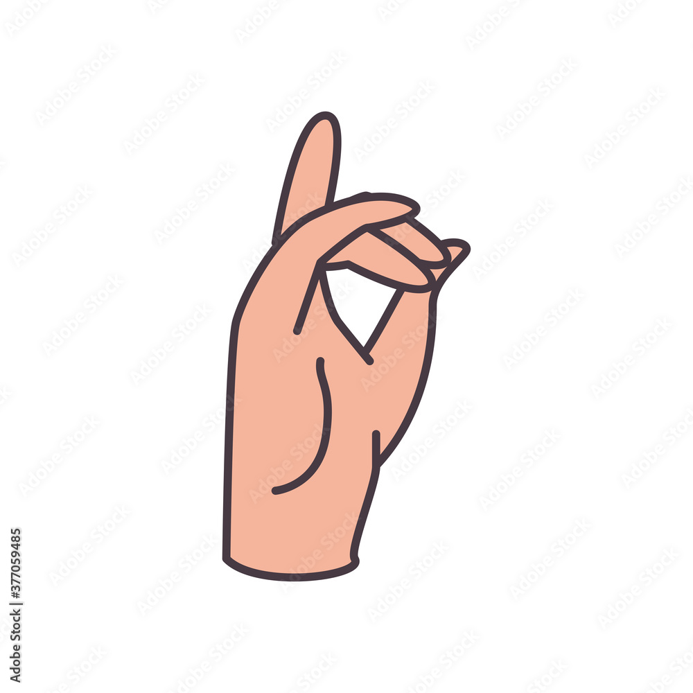 Poster d hand sign language line and fill style icon vector design
