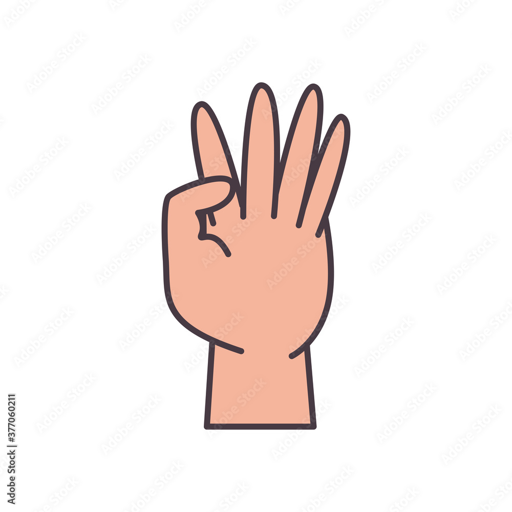 Poster four hand sign language line and fill style icon vector design