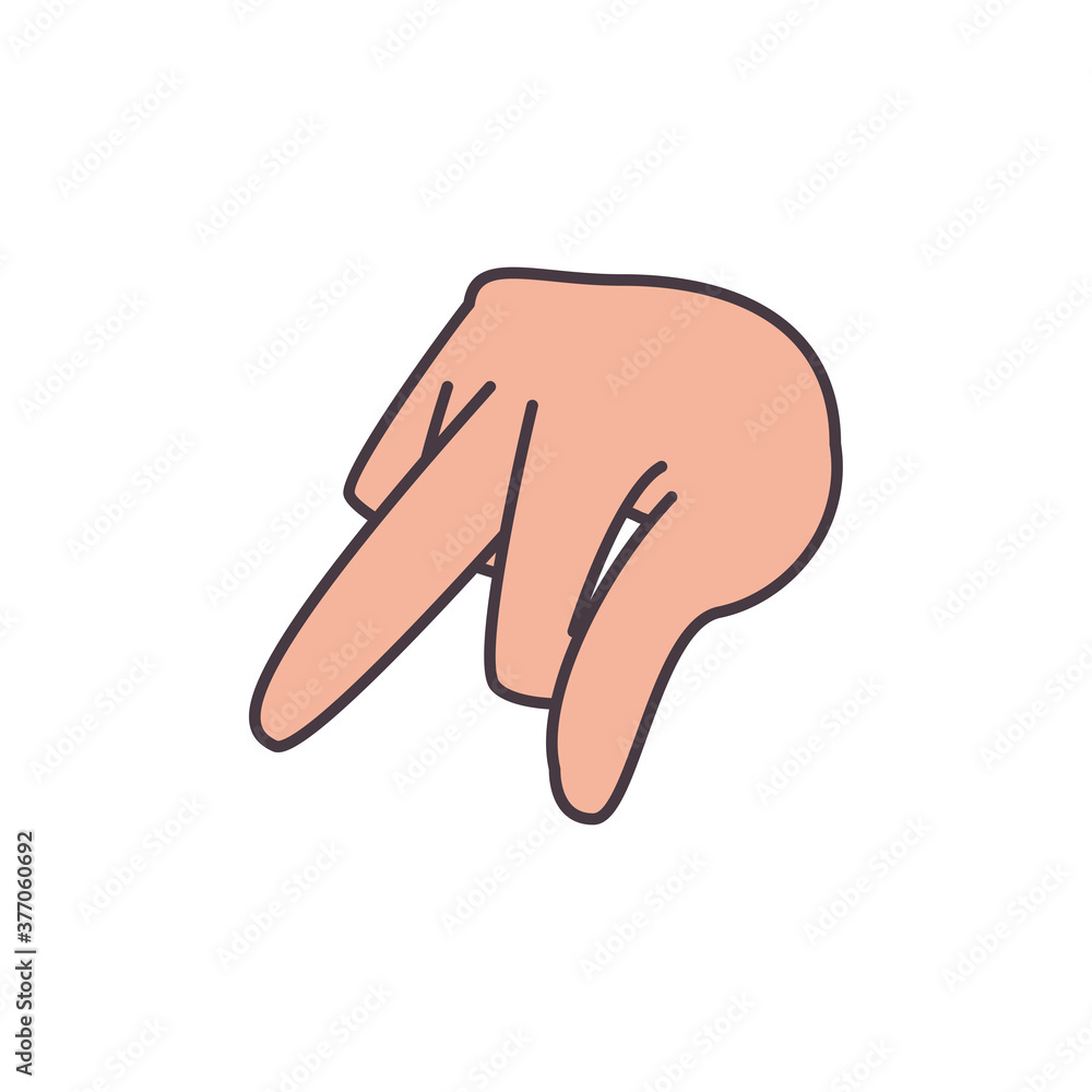Poster p hand sign language line and fill style icon vector design