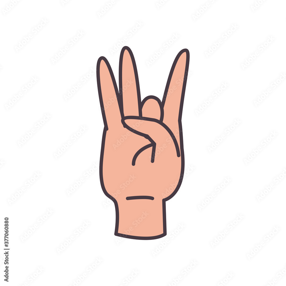 Poster eight hand sign language line and fill style icon vector design