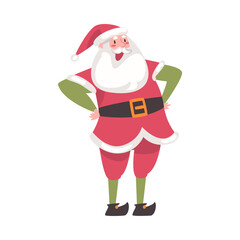Cute Cheerful Christmas Santa Claus Character, Symbol of Xmas and New Year Holidays Cartoon Style Vector Illustration