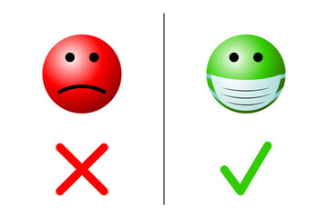 Wearing face masks concept - Coronavirus, Covid-19, SARS-CoV-2 - vector illustration