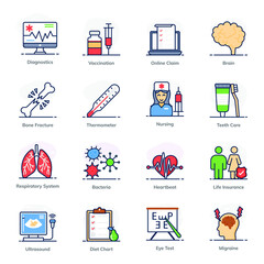 
Emergency and Medical Icons in Flat Style Pack 
