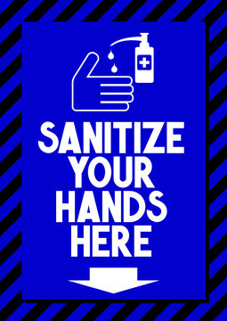 Sanitize Your Hands Here - Covid-19, SARS-CoV-2 Virus - Vector Illustration