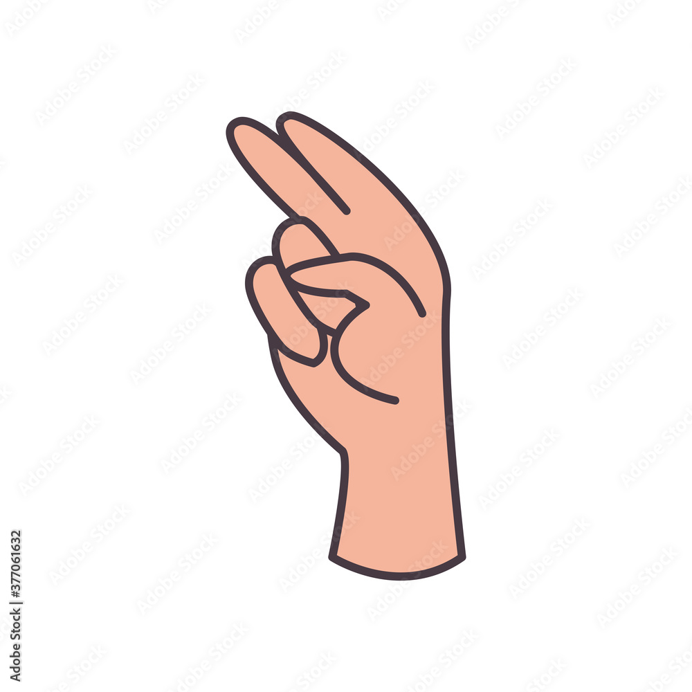 Poster h hand sign language line and fill style icon vector design