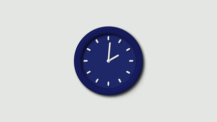 Blue dark counting down 3d wall clock icon on white background,clock icon