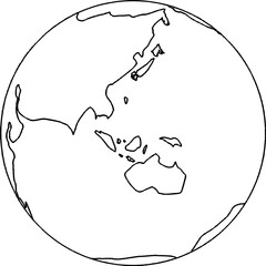 線で描いたシンプルな地球のイラスト