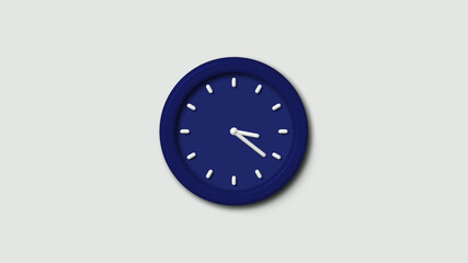 Blue dark counting down 3d wall clock icon on white background,clock icon