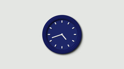 New counting down 3d wall clock icon on white background,blue dark clock icon