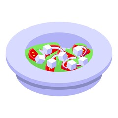 Greek fresh salad icon. Isometric of greek fresh salad vector icon for web design isolated on white background