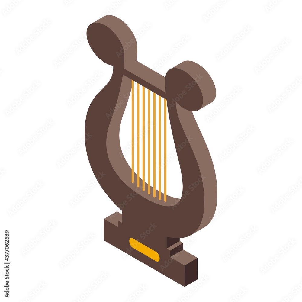 Poster harp instrument icon. isometric of harp instrument vector icon for web design isolated on white back