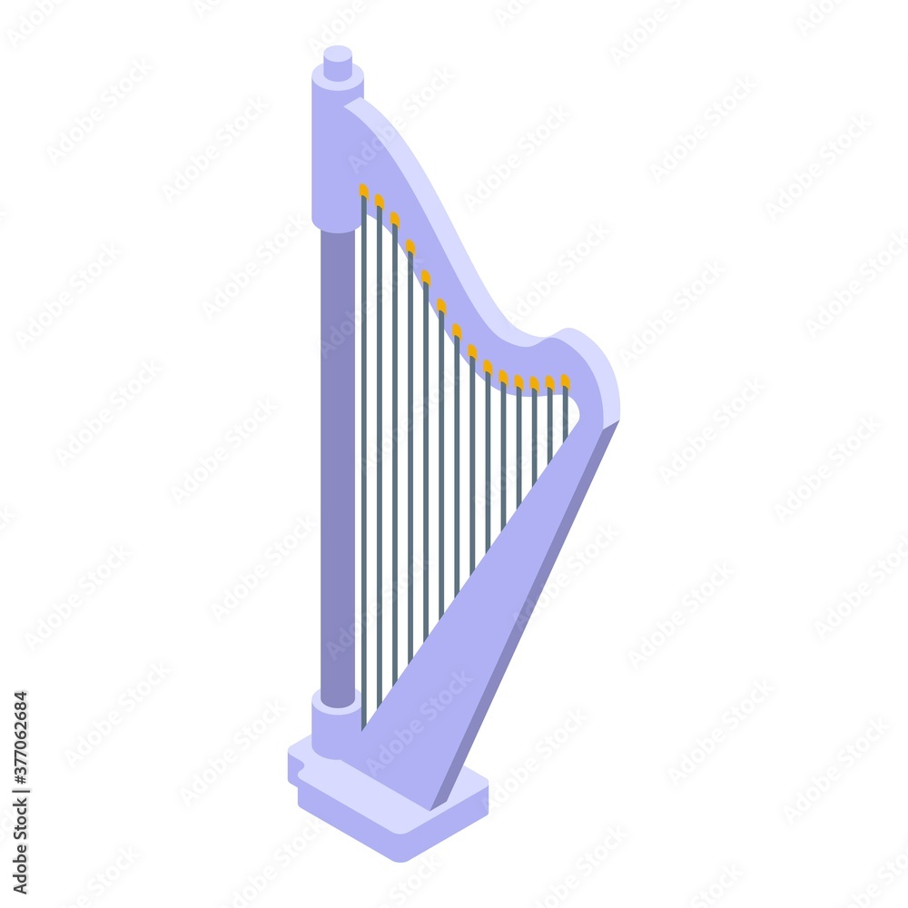 Poster irish harp icon. isometric of irish harp vector icon for web design isolated on white background