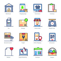 
Shopping Icons in Trendy Style Pack 
