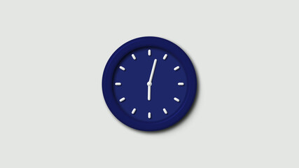 New counting down 3d wall clock icon on white background,blue dark clock icon