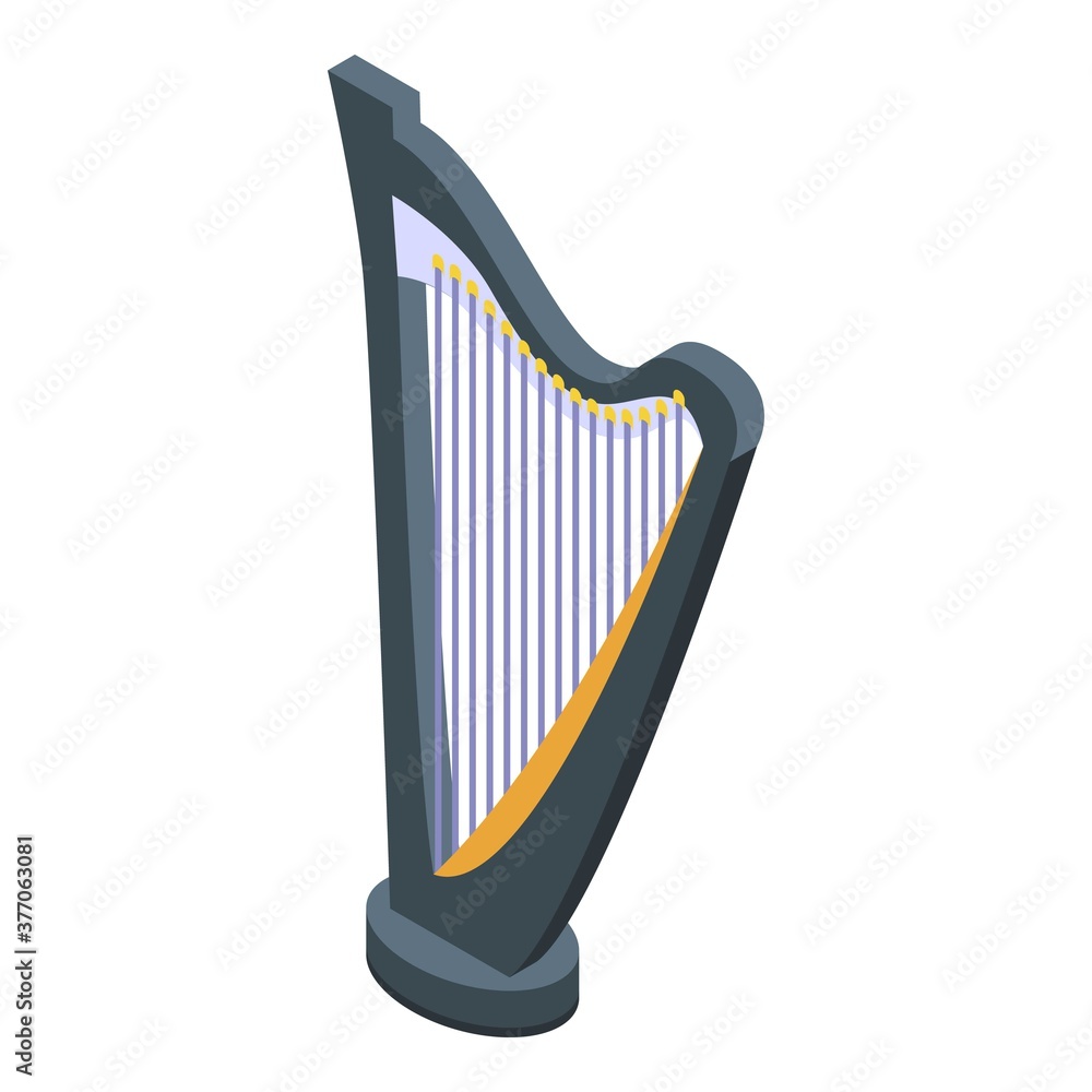 Poster ancient harp icon. isometric of ancient harp vector icon for web design isolated on white background