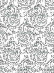 traditional Indian paisley pattern on  outline 