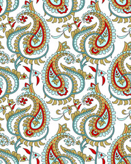 traditional Indian paisley pattern on  white  background