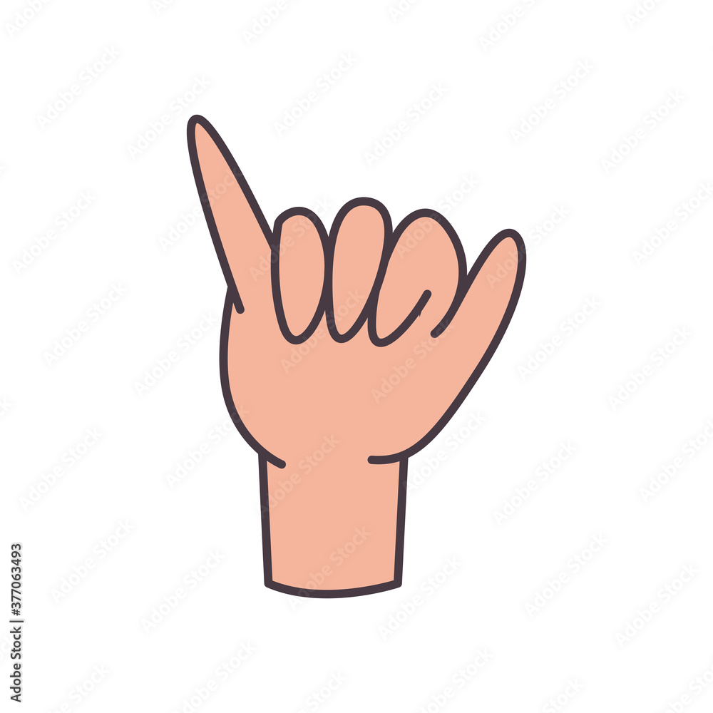 Poster y hand sign language line and fill style icon vector design
