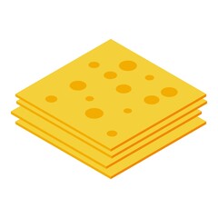 Slices cheese icon. Isometric of slices cheese vector icon for web design isolated on white background