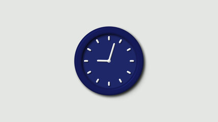 New counting down 3d wall clock icon on white background,blue dark clock icon
