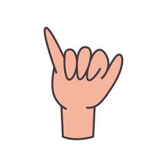 y hand sign language line and fill style icon vector design