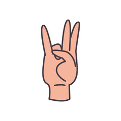 seven hand sign language line and fill style icon vector design