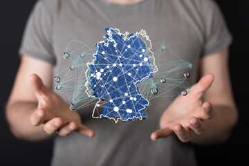 map of Germany. Wire frame 3D mesh