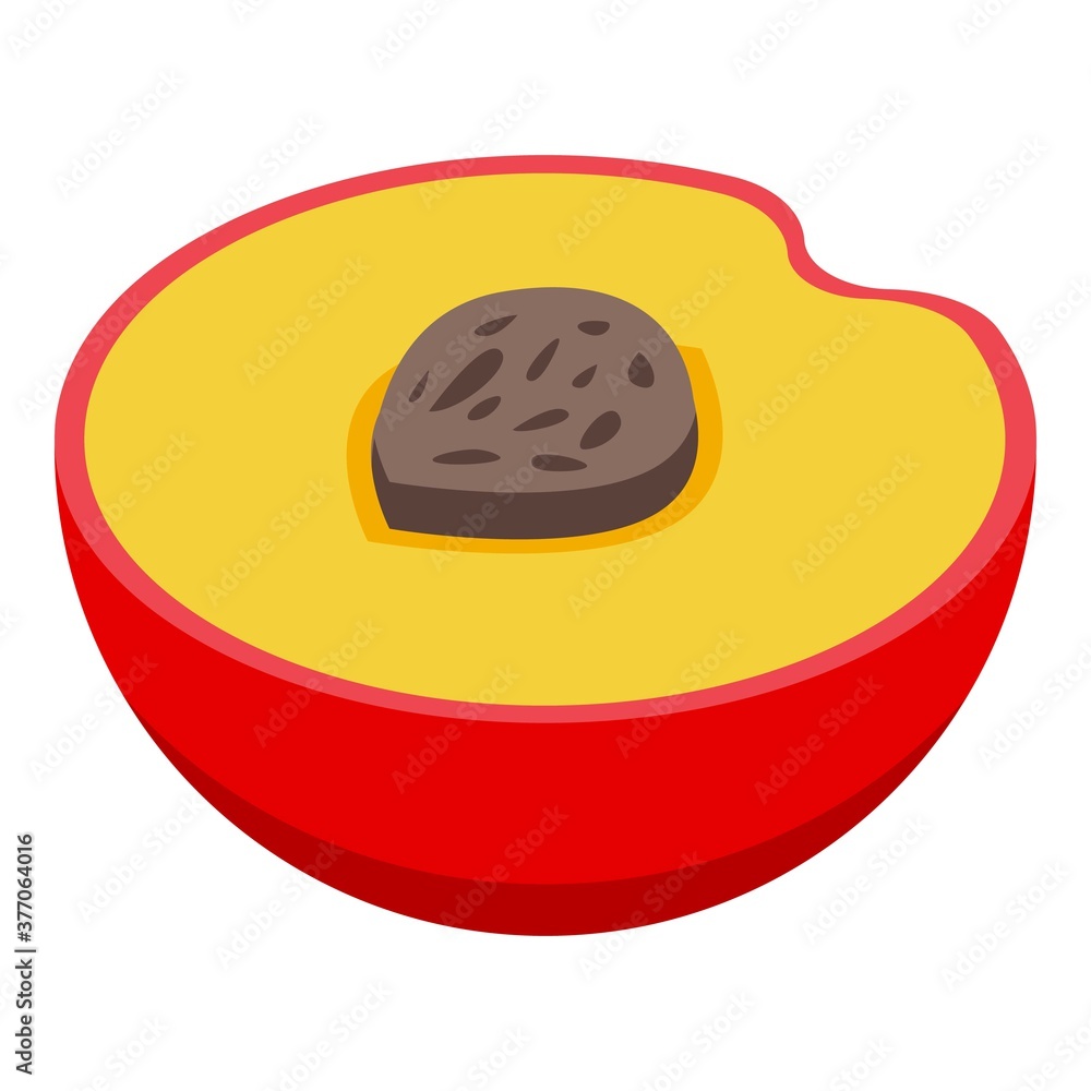 Poster half peach icon. isometric of half peach vector icon for web design isolated on white background